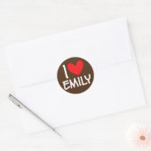 Ik hou van Emily Name Personalized Girl Woman BFF Ronde Sticker (Envelop)