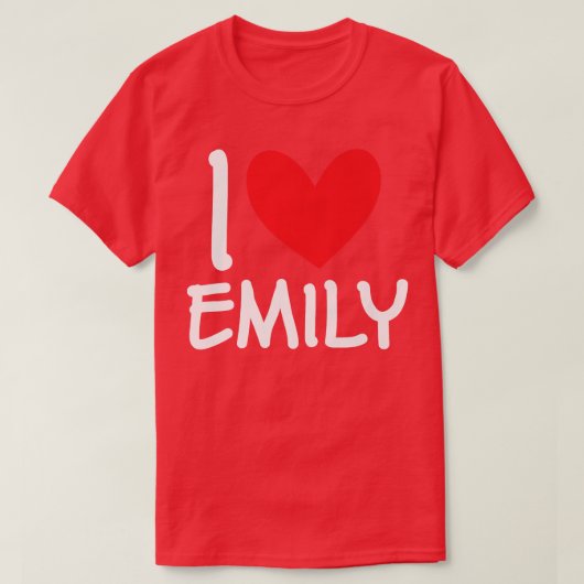 Ik hou van Emily Name Personalized Girl Woman Bff T-shirt (Design voorkant)