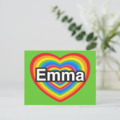 Ik hou van Emma. Ik hou van je Emma. Hart Briefkaart (Staand voorkant)