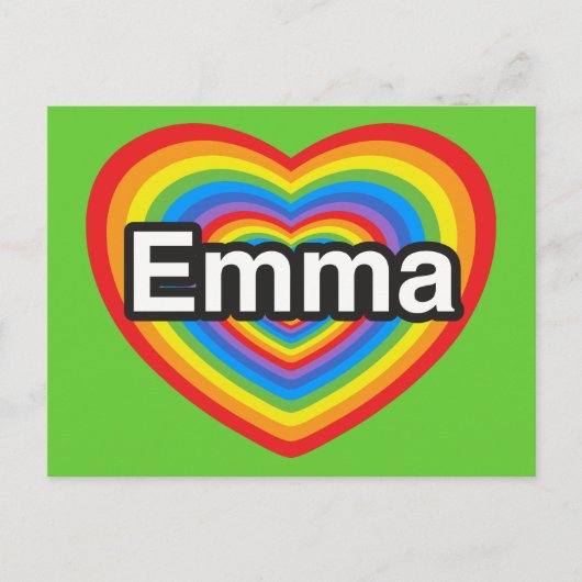 Ik hou van Emma. Ik hou van je Emma. Hart Briefkaart (Voorkant)