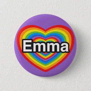 Ik hou van Emma. Ik hou van je Emma. Hart Ronde Button 5,7 Cm