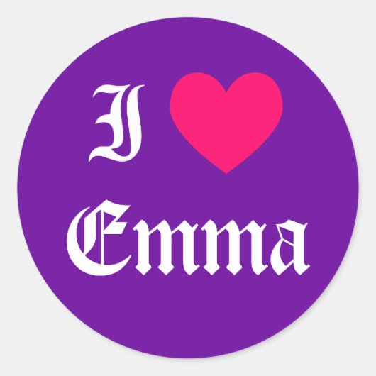 Ik hou van Emma Ronde Sticker (Voorkant)