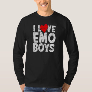 Ik hou van Emo-boys hartkloppende Mannen Vrouwen h T-shirt