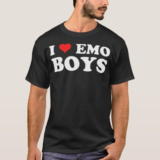 Ik hou van emo jongens Gothic grunge alt 2000s Pun T-shirt (Voorkant)