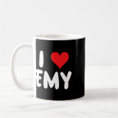 Ik hou van Emy - Hart - Naam  Koffiemok (Links)