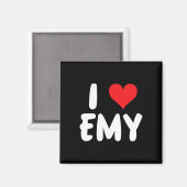Ik hou van Emy - Hart - Naam  Magneet (Voorkant / Achterkant)