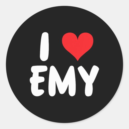 Ik hou van Emy - Hart - Naam  Ronde Sticker (Voorkant)
