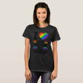 Ik hou van en steun mijn kind lesbische regenboog  t-shirt (Voorkant volledig)