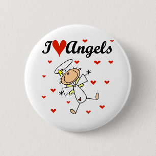 Ik hou van engelen T-shirts en cadeaus Ronde Button 5,7 Cm