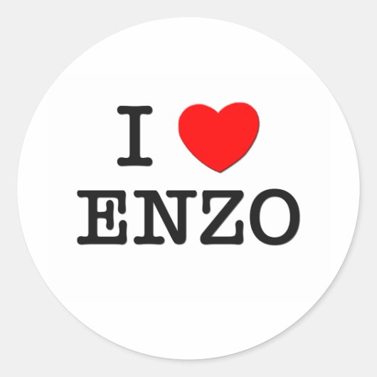Ik hou van Enzo Ronde Sticker (Voorkant)