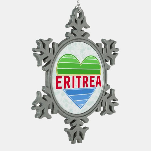 Ik hou van Eritrea, Eritrees hart Tin Sneeuwvlok Ornament (Links)