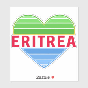 Ik hou van Eritrea, Eritrese vlag kleuren hart Sticker