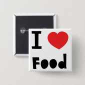 Ik hou van eten vierkante button 5,1 cm (Voorkant /achterkant)