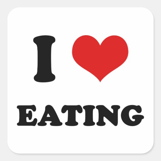 Ik hou van eten vierkante sticker (Voorkant)