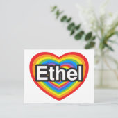 Ik hou van Ethel. Ik hou van je Ethel. Hart Briefkaart (Staand voorkant)