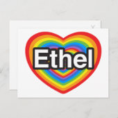 Ik hou van Ethel. Ik hou van je Ethel. Hart Briefkaart (Voorkant / Achterkant)