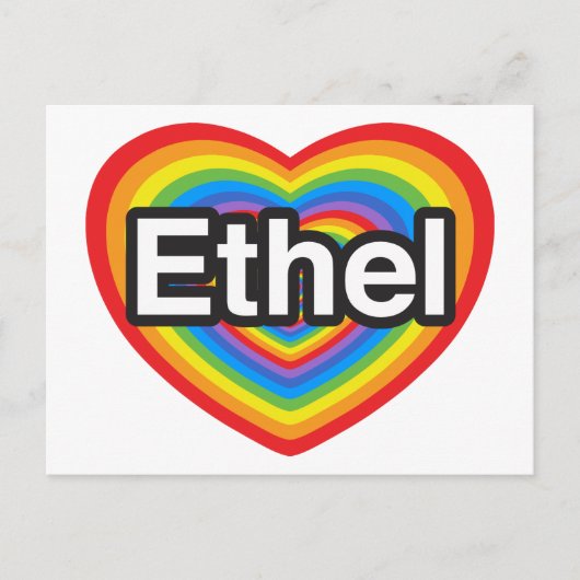 Ik hou van Ethel. Ik hou van je Ethel. Hart Briefkaart (Voorkant)