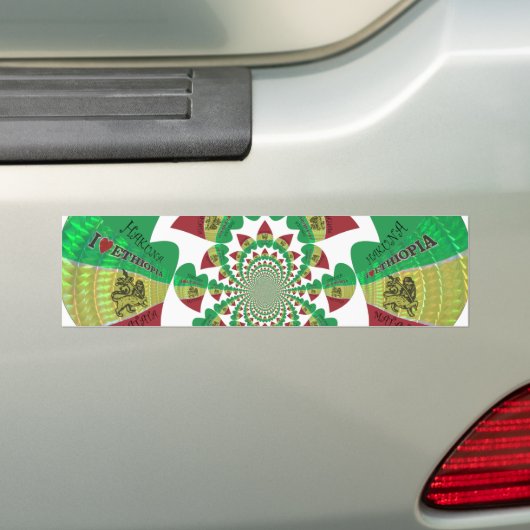 Ik hou van Ethiopia Lovely Hearts Colours Bumpersticker (Op auto)
