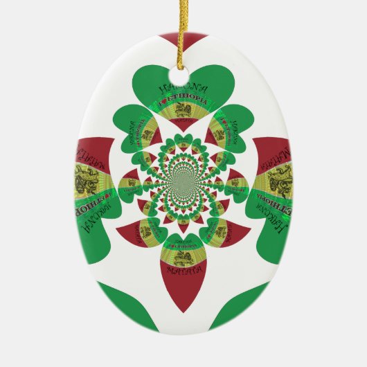 Ik hou van Ethiopia Lovely Hearts Colours Keramisch Ornament (Voorkant)