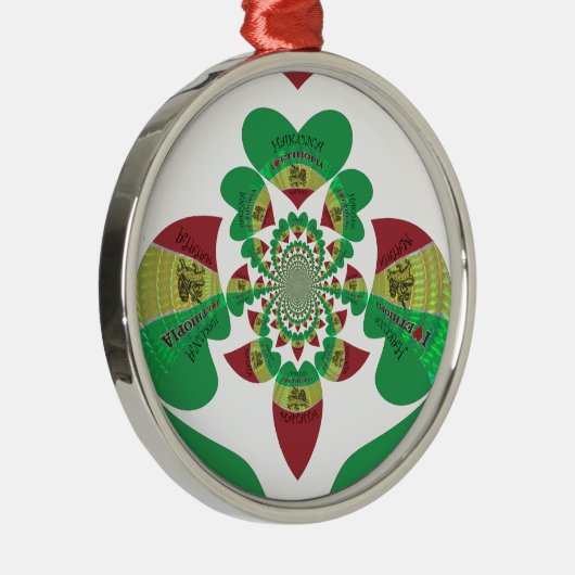 Ik hou van Ethiopia Lovely Hearts Colours Metalen Ornament (Rechts)