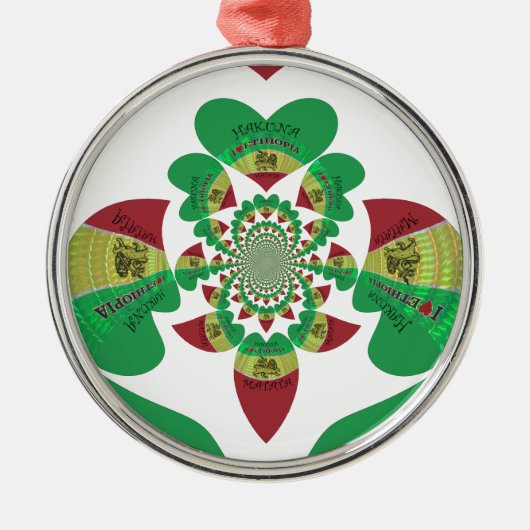 Ik hou van Ethiopia Lovely Hearts Colours Metalen Ornament (Voorkant)
