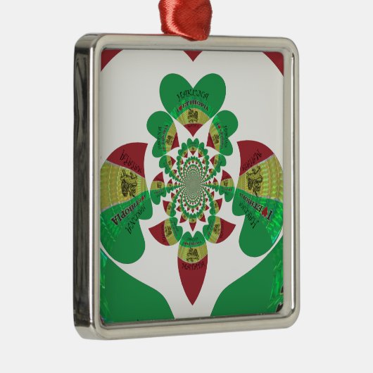 Ik hou van Ethiopia Lovely Hearts Colours Metalen Ornament (Rechts)