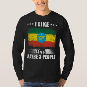 Ik hou van Ethiopië en misschien drie mensen vlieg T-shirt