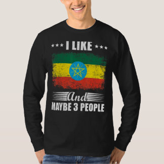 Ik hou van Ethiopië en misschien drie mensen vlieg T-shirt
