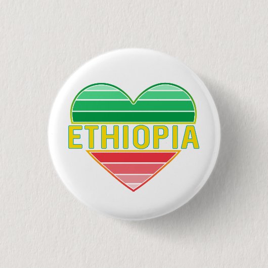 Ik hou van Ethiopië, Ethiopisch hart Ronde Button 3,2 Cm (Voorkant)