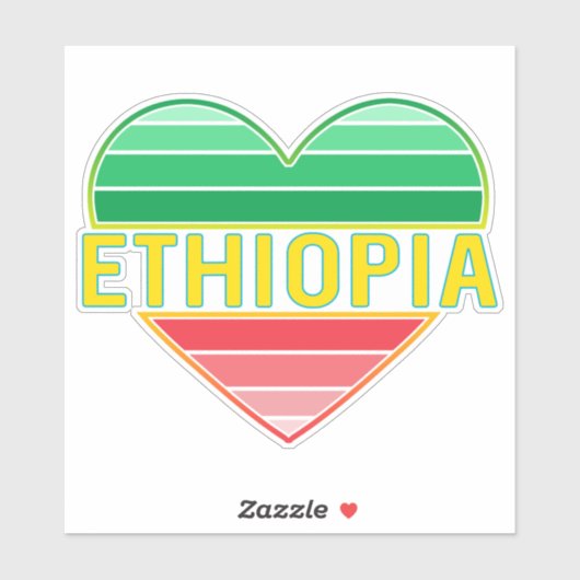Ik hou van Ethiopië, Ethiopisch hart Sticker (Vel)