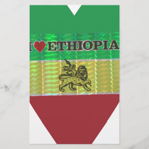 Ik hou van Ethiopië met hart: Vlag Kunst Motief Briefpapier