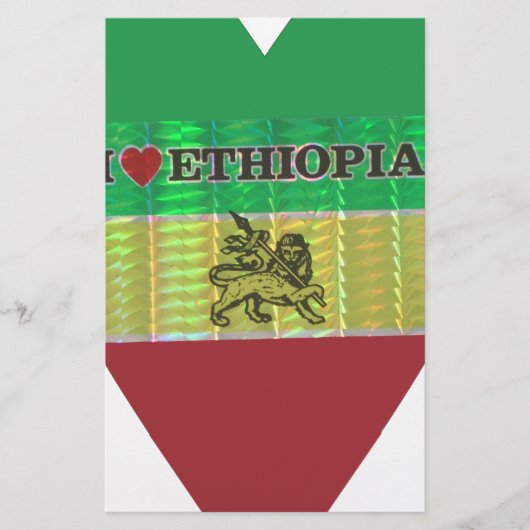 Ik hou van Ethiopië met hart: Vlag Kunst Motief Briefpapier (Voorkant)