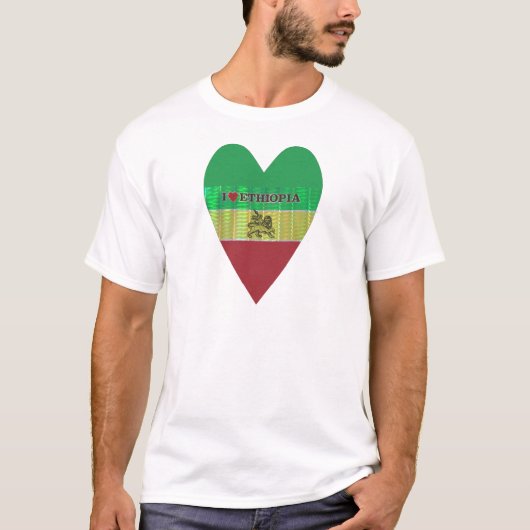 Ik hou van Ethiopië met hart: Vlag Kunst Motief T-shirt (Voorkant)