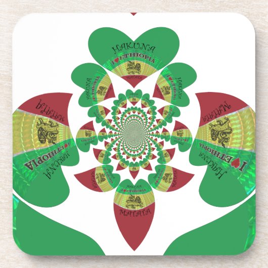 Ik hou van Ethiopië - Oprechte Rasta-kunst Drankjes Onderzetter (Voorkant)