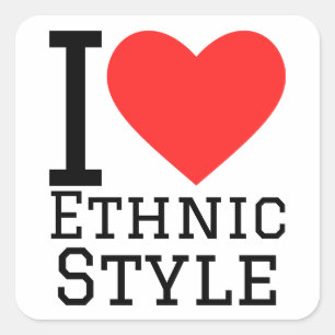 Ik hou van etnische stijl vierkante sticker