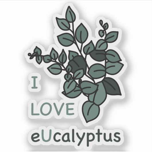 Ik hou van eucalyptus Sticker (Voorkant)