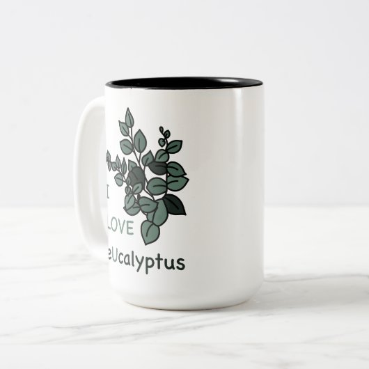 Ik hou van eucalyptus tweekleurige koffiemok (Voorkant links)