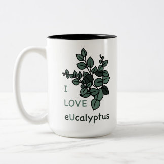 Ik hou van eucalyptus tweekleurige koffiemok