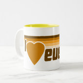 Ik hou van Euchre Retro 70's Tweekleurige Koffiemok (Voorkant links)