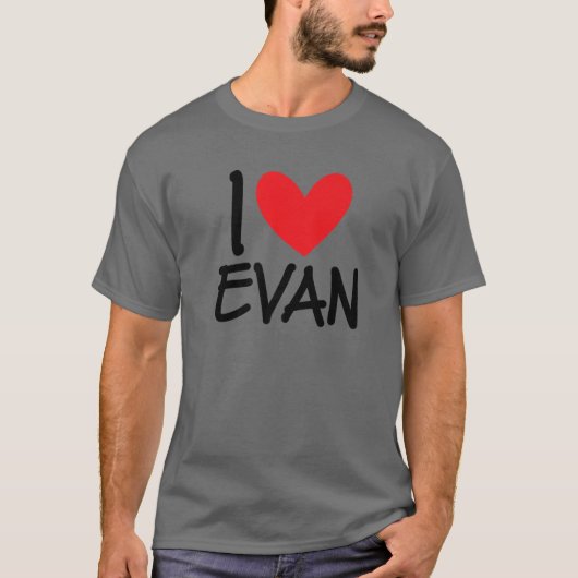 Ik hou van Evan Name Persoonlijke Mannen Guy BFF F T-shirt (Voorkant)