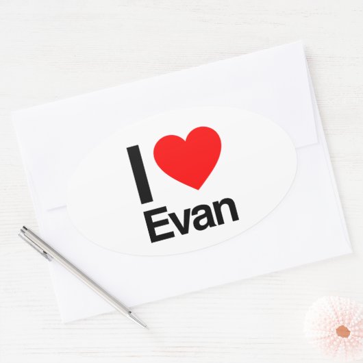 ik hou van evan ovale sticker (Envelop)