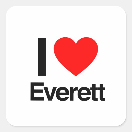 ik hou van everett vierkante sticker (Voorkant)