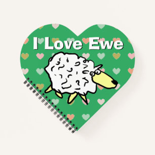 Ik hou van Ewe. Funny Sheep Afbeelding & Love You  Notitieboek