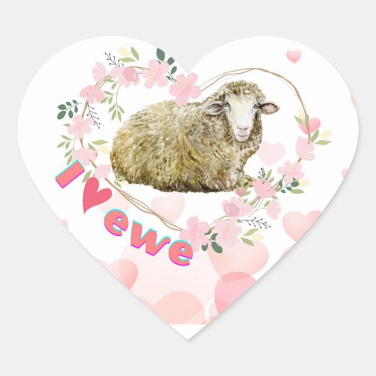 Ik hou van Ewe Hart Sticker (Voorkant)