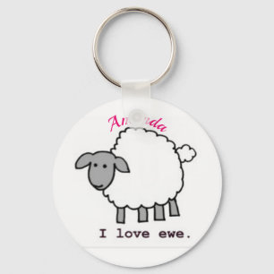 Ik hou van Ewe Je Sleutelhanger Cute Custom Sheep