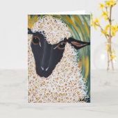 Ik hou van Ewe Sheep Art vouwd Wenskaart Kaart (Gele Bloem)