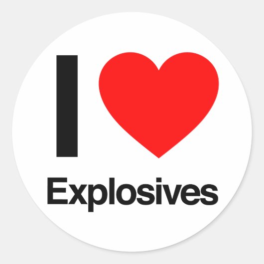 Ik hou van explosieven ronde sticker (Voorkant)