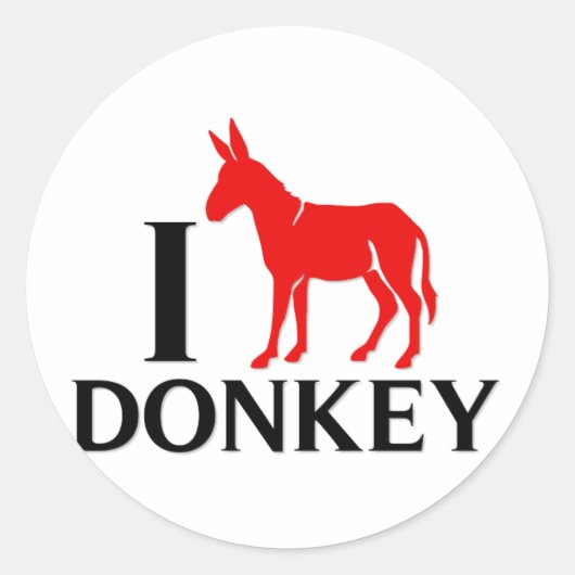 Ik hou van ezel ronde sticker (Voorkant)