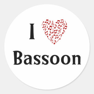 Ik hou van fagot Rode Hart van muzieknoten Ronde Sticker