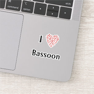 Ik hou van fagot Rode Hart van muzieknoten vinyl Sticker